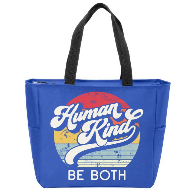 Human Kind Be Both Equality Kindness Humankind Retro Funny Gift Zip Tote Bag