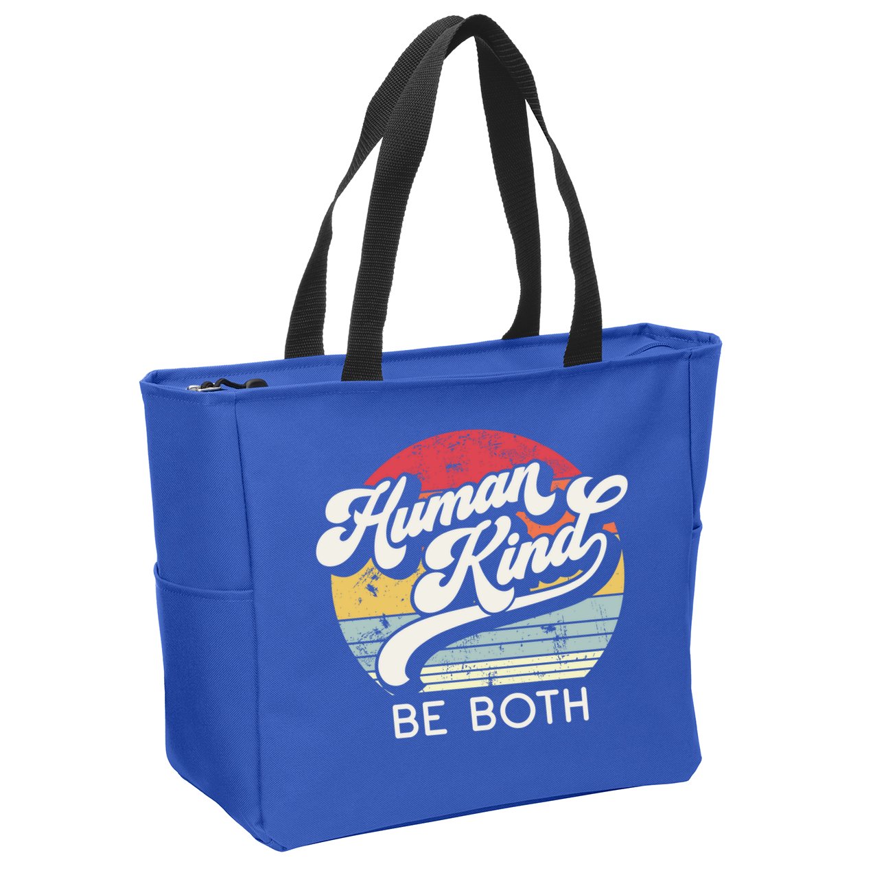 Human Kind Be Both Equality Kindness Humankind Retro Funny Gift Zip Tote Bag