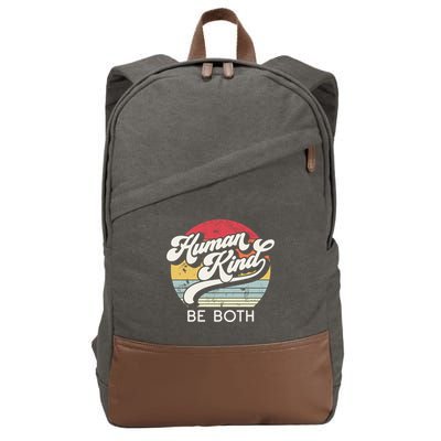 Human Kind Be Both Equality Kindness Humankind Retro Funny Gift Cotton Canvas Backpack