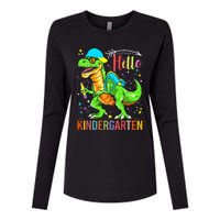 Hello Kindergarten Back To School Dinosaur Design. Womens Cotton Relaxed Long Sleeve T-Shirt