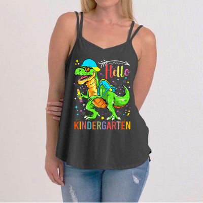 Hello Kindergarten Back To School Dinosaur Design. Women's Strappy Tank