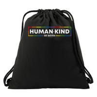 Human Kind Be Both Lgbtq Ally Pride Rainbow Positive Message Drawstring Bag