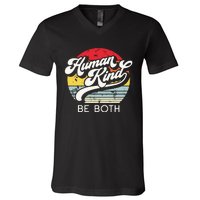 Human Kind Be Both Equality Kindness Humankind Retro V-Neck T-Shirt