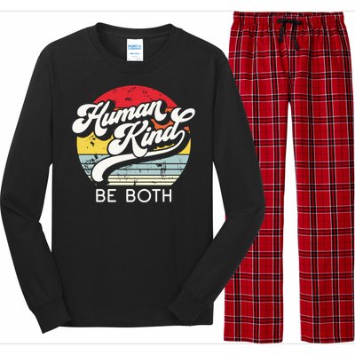 Human Kind Be Both Equality Kindness Humankind Retro Long Sleeve Pajama Set