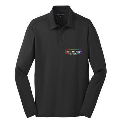 Human Kind Be Both Rainbow Flag Pride Month Ally Silk Touch Performance Long Sleeve Polo