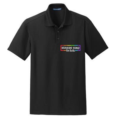 Human Kind Be Both Rainbow Flag Pride Month Ally Dry Zone Grid Polo