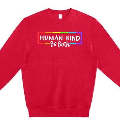 Human Kind Be Both Rainbow Flag Pride Month Ally Premium Crewneck Sweatshirt