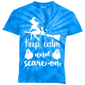 Halloween Keep Calm And Scare On Witch Great Gift Kids Tie-Dye T-Shirt