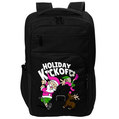 Holiday Kickoff Christmas Santa Elf Reindeer Funny Soccer Impact Tech Backpack