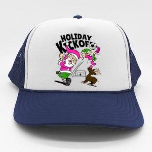 Holiday Kickoff Christmas Santa Elf Reindeer Funny Soccer Trucker Hat