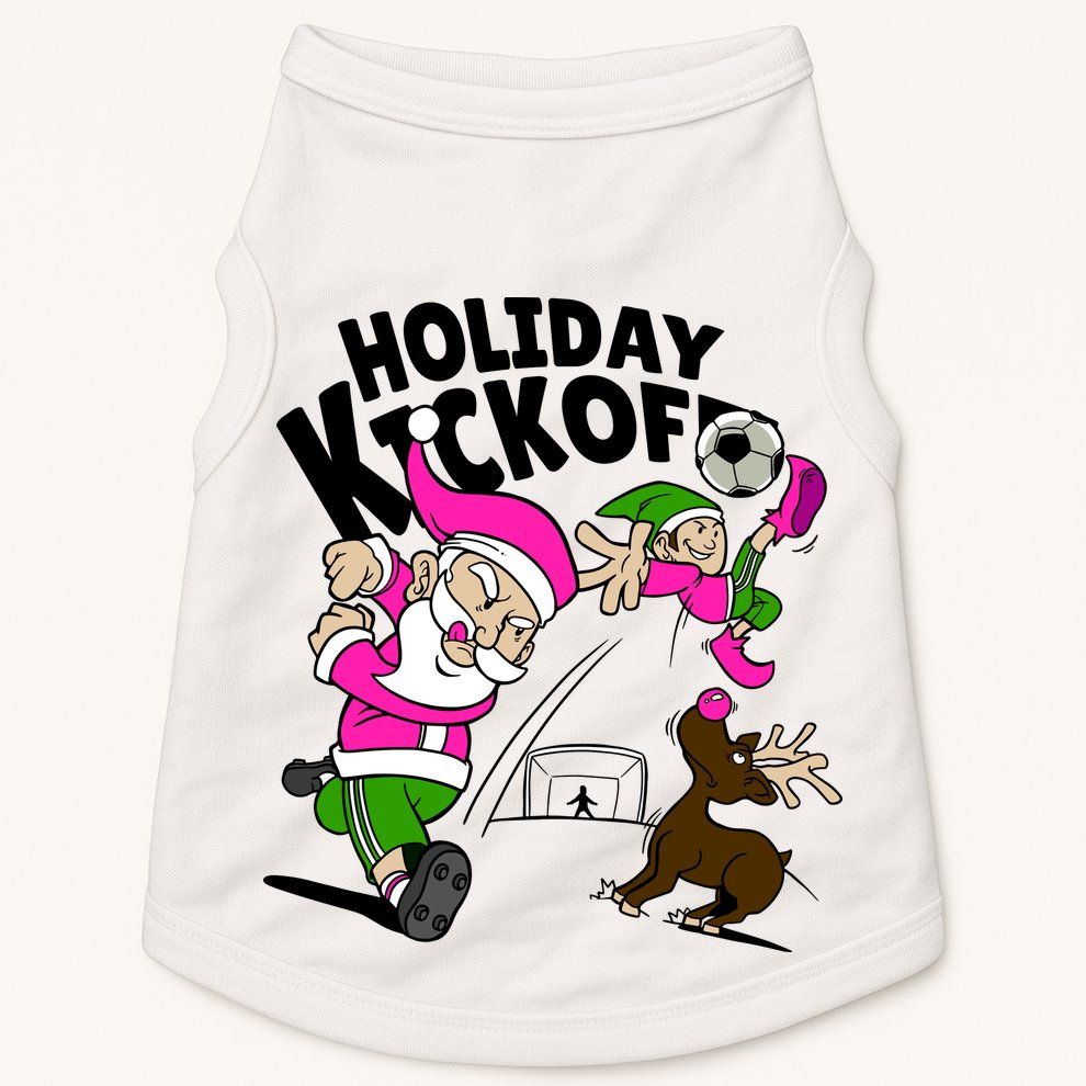 Holiday Kickoff Christmas Santa Elf Reindeer Funny Soccer Doggie Tank