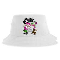 Holiday Kickoff Christmas Santa Elf Reindeer Funny Soccer Sustainable Bucket Hat