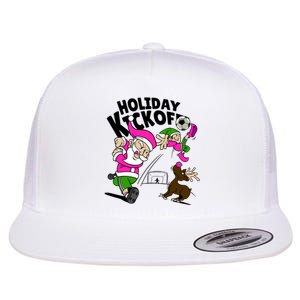 Holiday Kickoff Christmas Santa Elf Reindeer Funny Soccer Flat Bill Trucker Hat