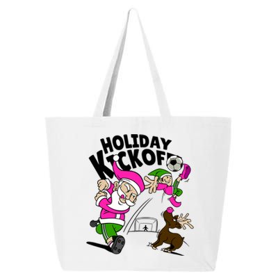 Holiday Kickoff Christmas Santa Elf Reindeer Funny Soccer 25L Jumbo Tote