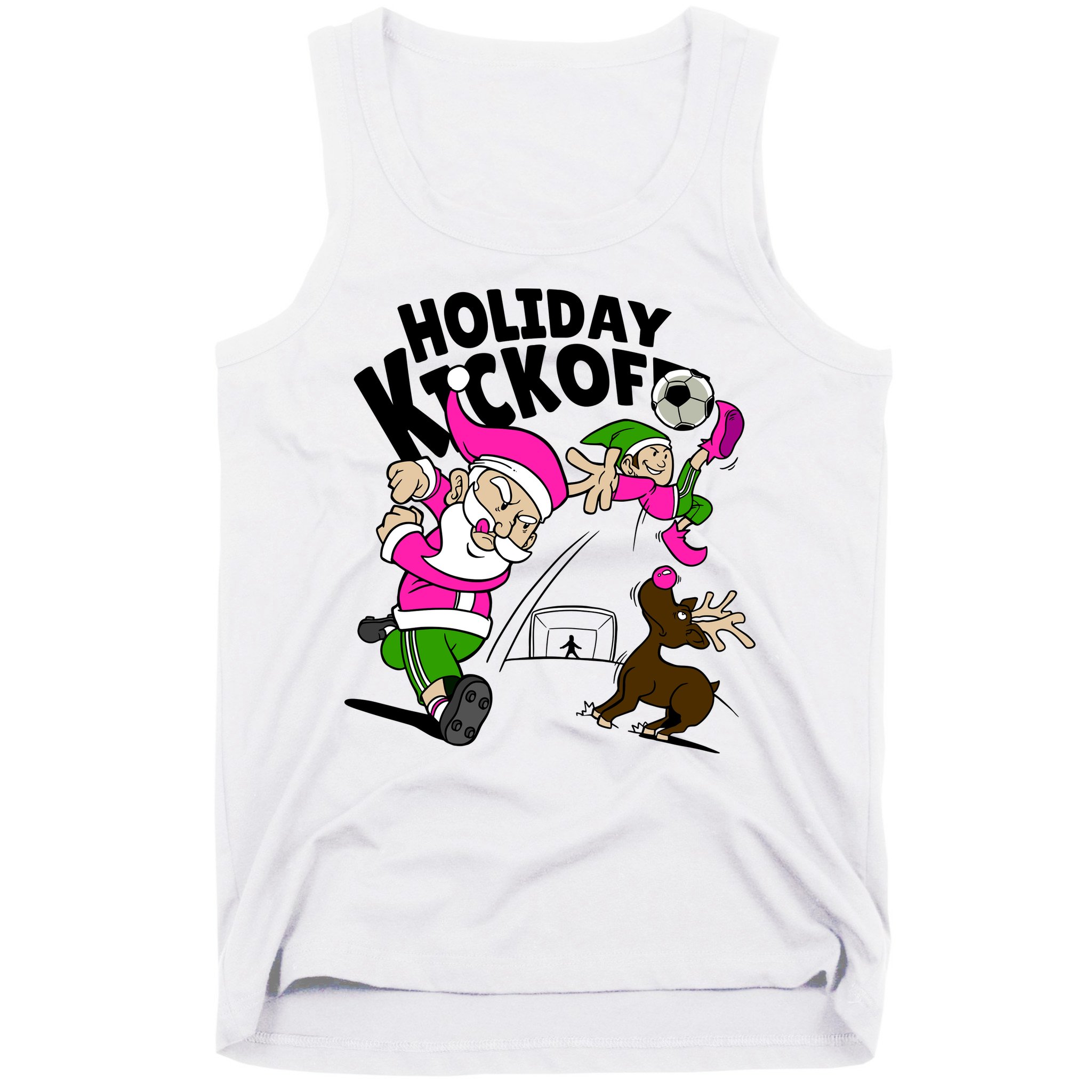 Holiday Kickoff Christmas Santa Elf Reindeer Funny Soccer Tank Top