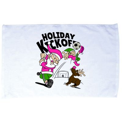 Holiday Kickoff Christmas Santa Elf Reindeer Funny Soccer Microfiber Hand Towel