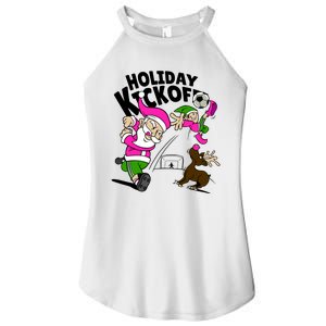 Holiday Kickoff Christmas Santa Elf Reindeer Funny Soccer Women's Perfect Tri Rocker Tank