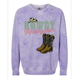 Howdy Kindergarten Cowgirl Cowboy Teacher Kindergarten Colorblast Crewneck Sweatshirt