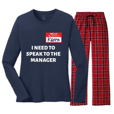 Halloween Karen Costume Women Can I Speak To The Manager Women's Long Sleeve Flannel Pajama Set 