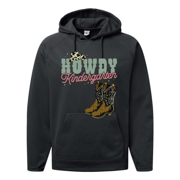 Howdy Kindergarten Cowgirl Cowboy Teacher Kindergarten Performance Fleece Hoodie