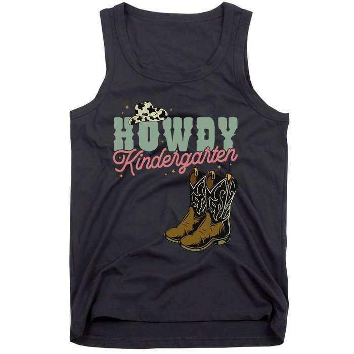 Howdy Kindergarten Cowgirl Cowboy Teacher Kindergarten Tank Top