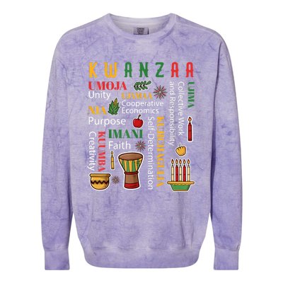 Happy Kwanzaa Drum Kinara Seven Candles Africa Celebration Colorblast Crewneck Sweatshirt