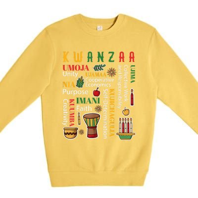 Happy Kwanzaa Drum Kinara Seven Candles Africa Celebration Premium Crewneck Sweatshirt