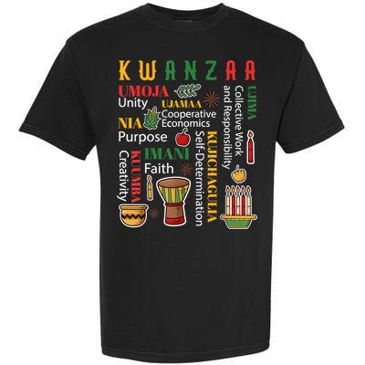 Happy Kwanzaa Drum Kinara Seven Candles Africa Celebration Garment-Dyed Heavyweight T-Shirt