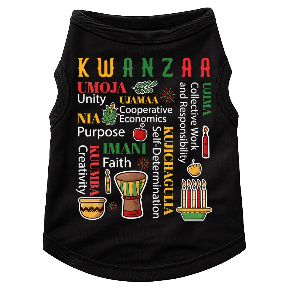 Happy Kwanzaa Drum Kinara Seven Candles Africa Celebration Doggie Tank