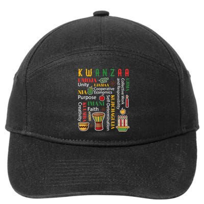 Happy Kwanzaa Drum Kinara Seven Candles Africa Celebration 7-Panel Snapback Hat