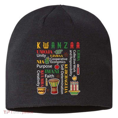 Happy Kwanzaa Drum Kinara Seven Candles Africa Celebration Sustainable Beanie