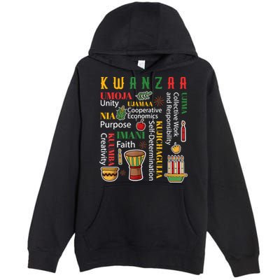 Happy Kwanzaa Drum Kinara Seven Candles Africa Celebration Premium Pullover Hoodie