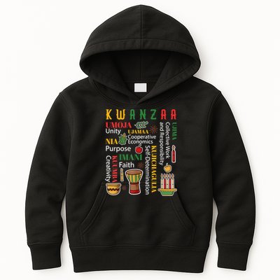 Happy Kwanzaa Drum Kinara Seven Candles Africa Celebration Kids Hoodie