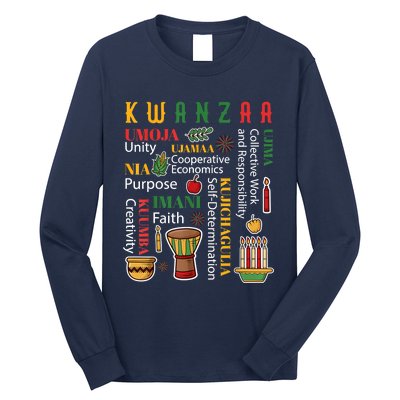 Happy Kwanzaa Drum Kinara Seven Candles Africa Celebration Long Sleeve Shirt