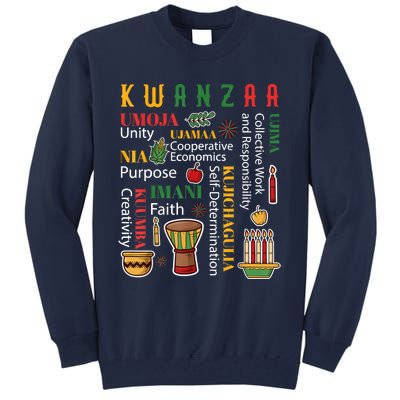 Happy Kwanzaa Drum Kinara Seven Candles Africa Celebration Tall Sweatshirt