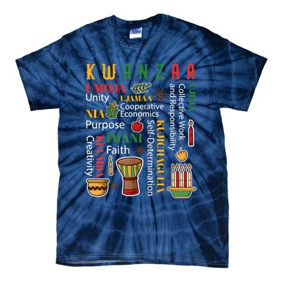 Happy Kwanzaa Drum Kinara Seven Candles Africa Celebration Tie-Dye T-Shirt