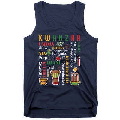 Happy Kwanzaa Drum Kinara Seven Candles Africa Celebration Tank Top