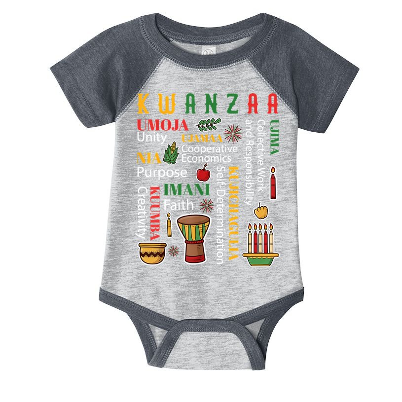 Happy Kwanzaa Drum Kinara Seven Candles Africa Celebration Infant Baby Jersey Bodysuit