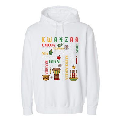 Happy Kwanzaa Drum Kinara Seven Candles Africa Celebration Garment-Dyed Fleece Hoodie