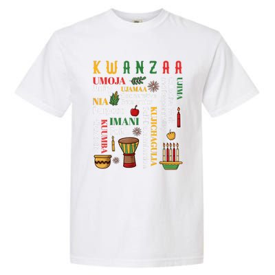 Happy Kwanzaa Drum Kinara Seven Candles Africa Celebration Garment-Dyed Heavyweight T-Shirt