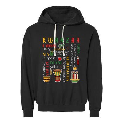 Happy Kwanzaa Drum Kinara Seven Candles Africa Celebration Garment-Dyed Fleece Hoodie