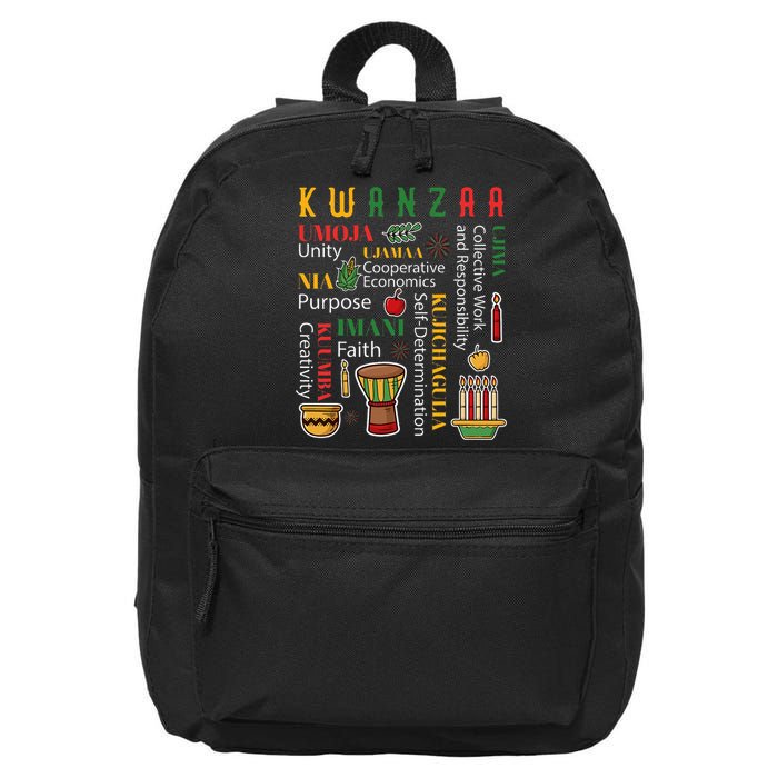 Happy Kwanzaa Drum Kinara Seven Candles Africa Celebration 16 in Basic Backpack