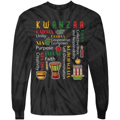 Happy Kwanzaa Drum Kinara Seven Candles Africa Celebration Tie-Dye Long Sleeve Shirt