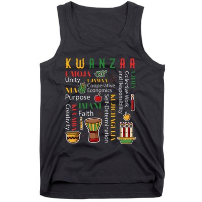 Happy Kwanzaa Drum Kinara Seven Candles Africa Celebration Tank Top