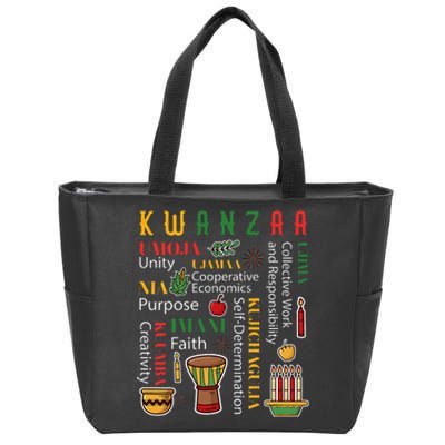 Happy Kwanzaa Drum Kinara Seven Candles Africa Celebration Zip Tote Bag