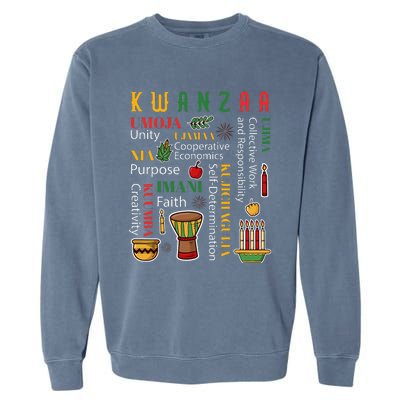 Happy Kwanzaa Drum Kinara Seven Candles Africa Celebration Garment-Dyed Sweatshirt