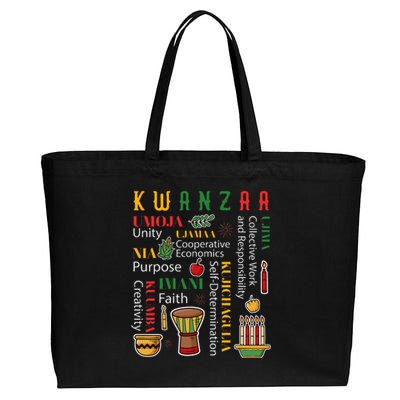 Happy Kwanzaa Drum Kinara Seven Candles Africa Celebration Cotton Canvas Jumbo Tote