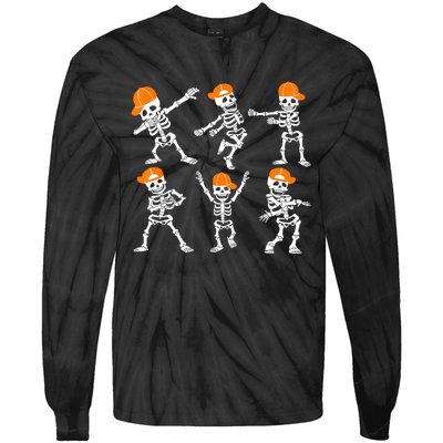 Halloween Kids Dancing Skeleton Cap Tie-Dye Long Sleeve Shirt