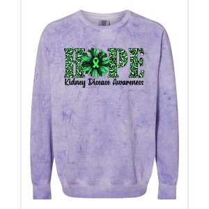 Hope Kidney Disease Awareness Leopard Sunflower Green Ribbons Healthier Colorblast Crewneck Sweatshirt