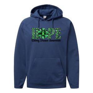 Hope Kidney Disease Awareness Leopard Sunflower Green Ribbons Healthier Performance Fleece Hoodie